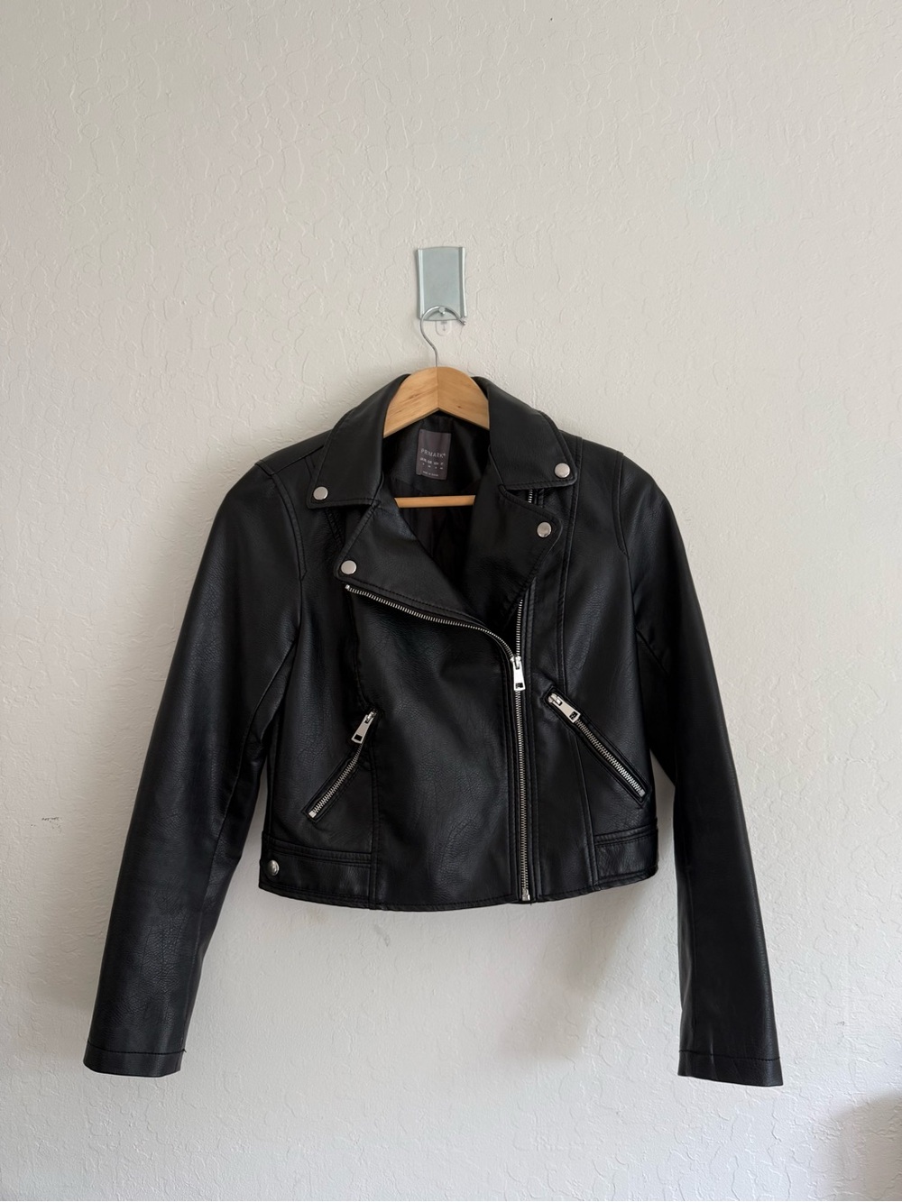 Primark Black Faux Leather Asymmetric Moto Jacket